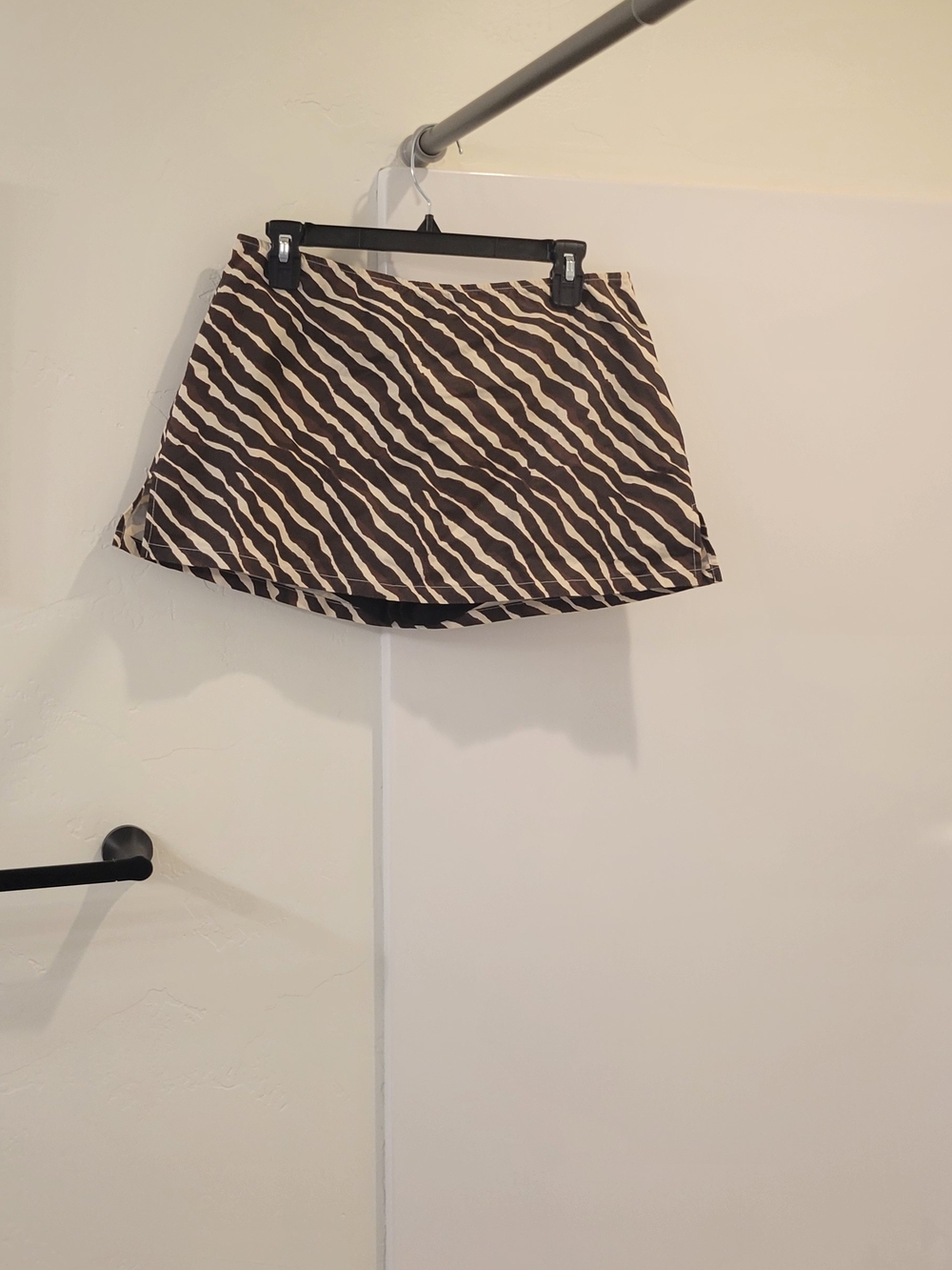Cider Zebra-Print Mini Skirt in Black and Cream